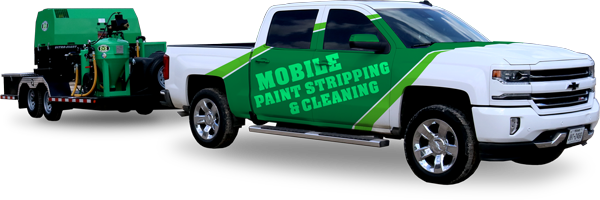 Be Blasted mobile paint stripping and cleaning truck with blasting trailer